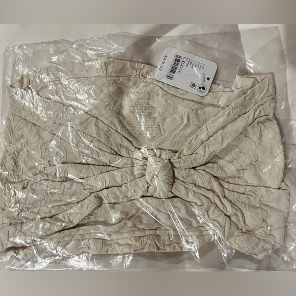 Free People Floral Frills Knotted Bandeau in Tofu Size L/XL NWT - Picture 6 of 8